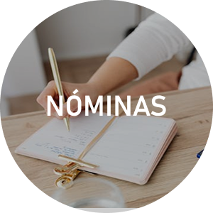 imagen circular con el texto nóminas